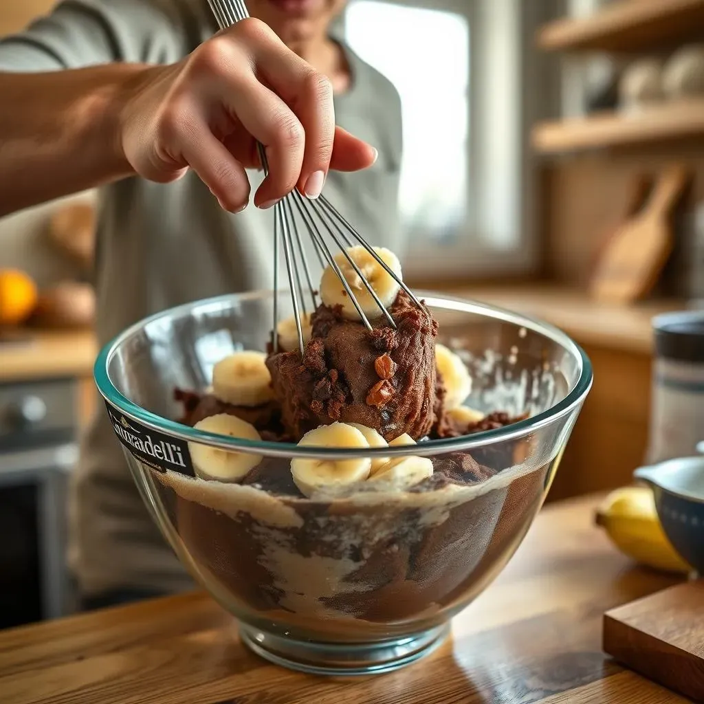 The Simple Steps: Mixing Bananas into Ghirardelli Brownies